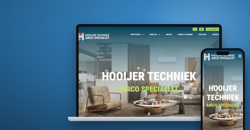 Website van Hooijer Techniek op laptop en telefoon