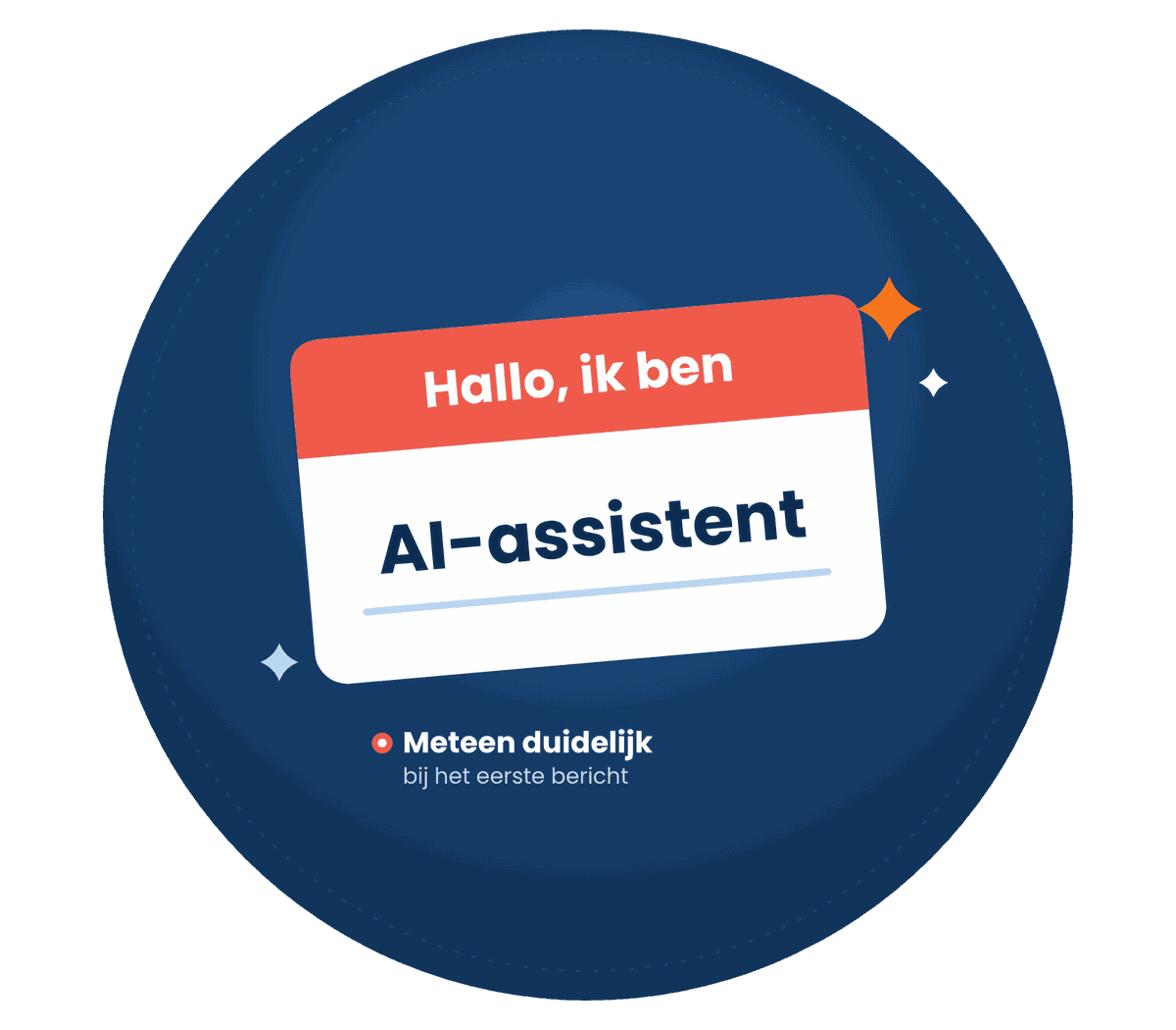 Naamsticker met de tekst Hallo, ik ben AI-assistent