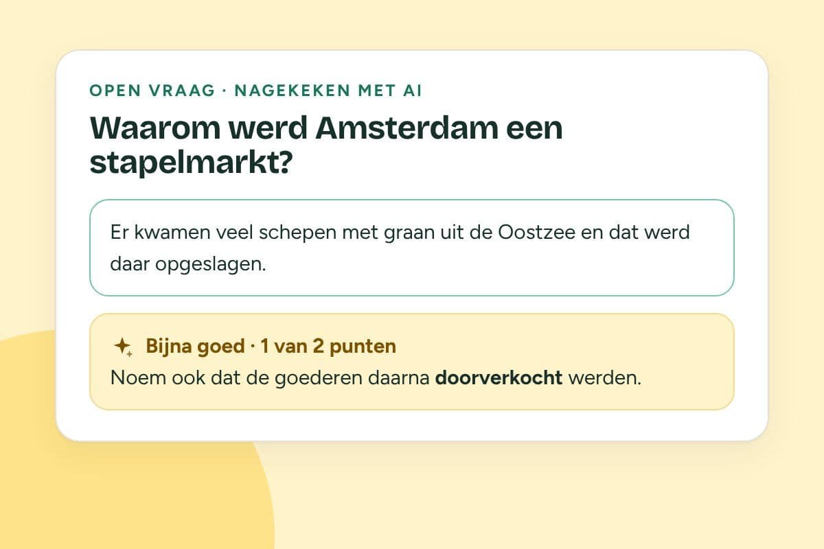 Open vraag in Studiemaat, nagekeken met AI met punten en uitleg