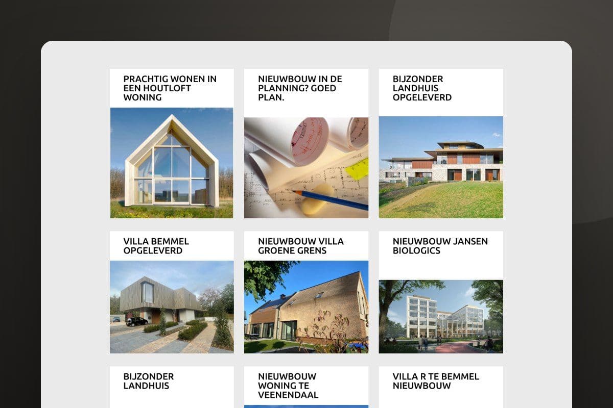 Overzicht van nieuwbouwprojecten op de website van Valleibouw
