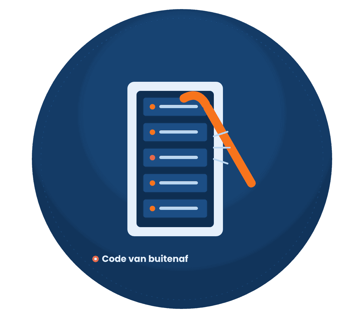 Serverkast waarvan de deur met een koevoet wordt opengebroken