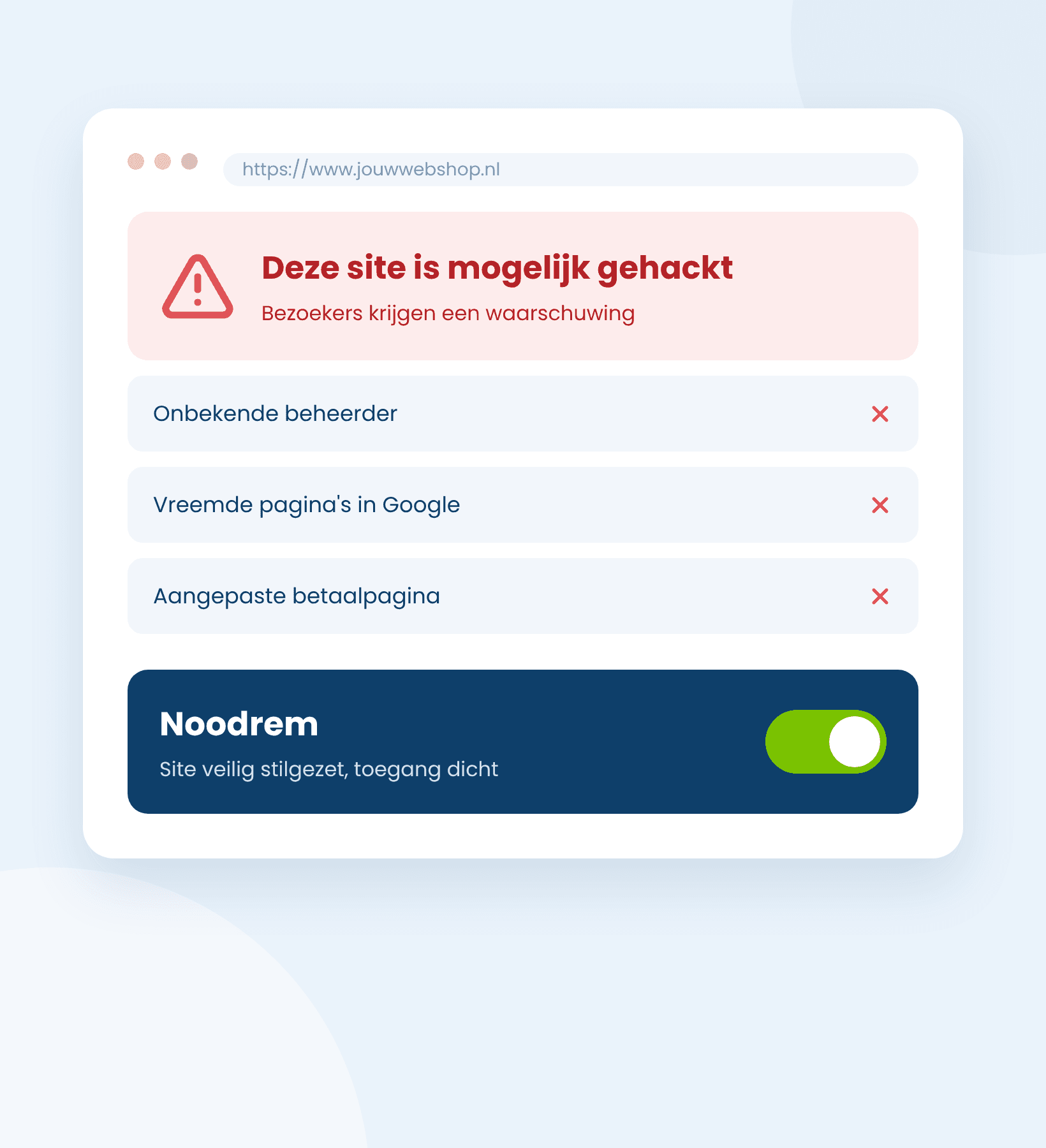 Website gehackt: browserwaarschuwing, onbekende beheerder en de noodrem die de site veilig stilzet