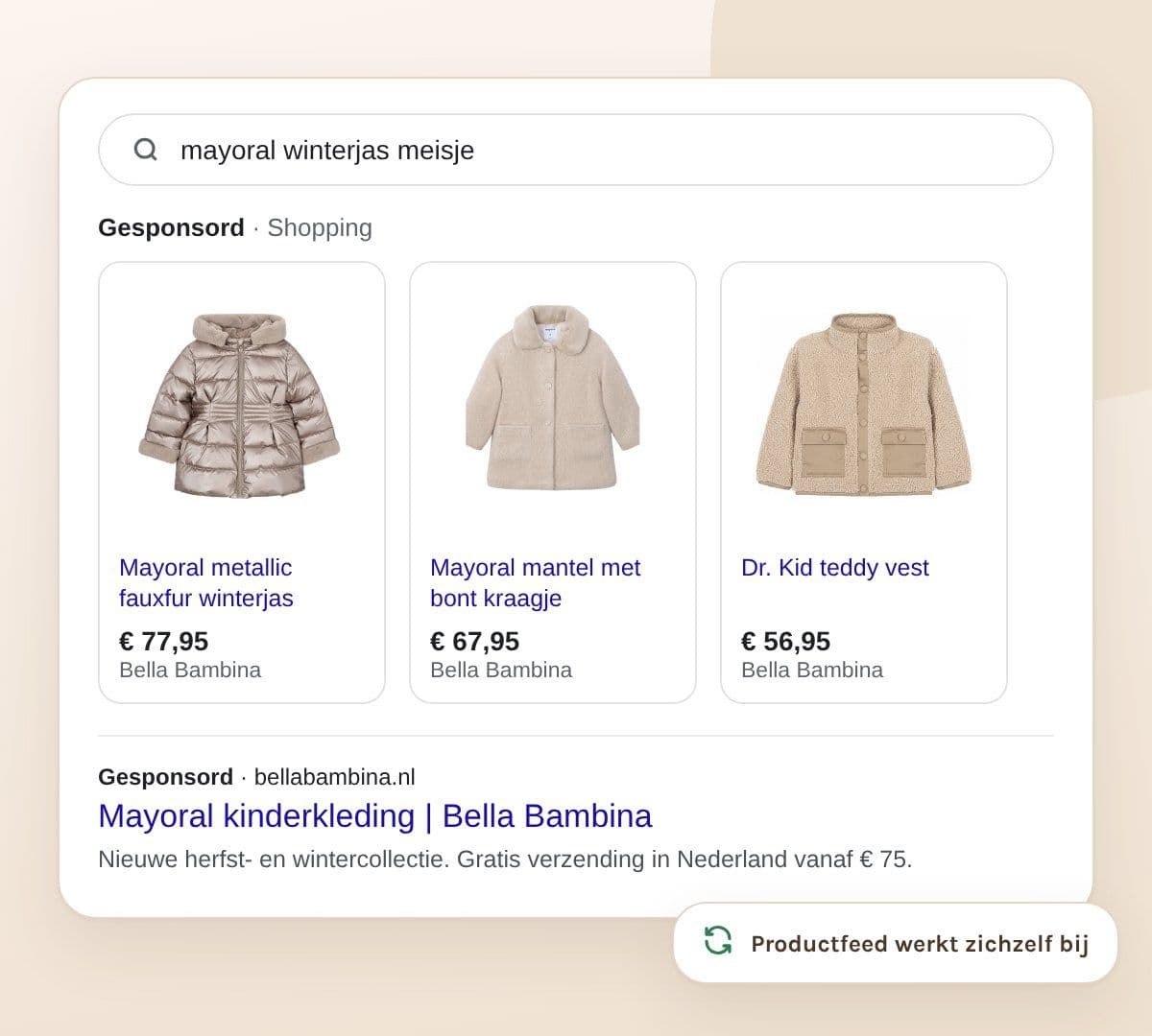Google Shopping-advertenties met kinderjassen van Bella Bambina